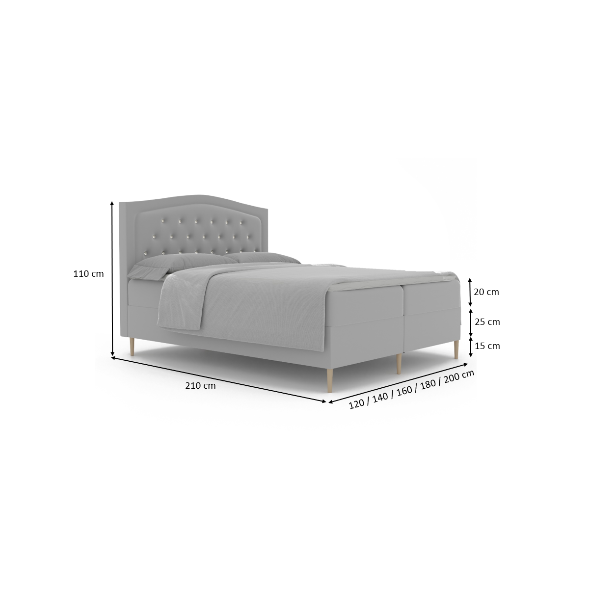 ŁÓŻKO KONTYNENTALNE GLAM 160X200